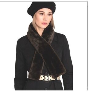 Ruyi Faux Fur Scarf Stole Neck Warmer Brown Elegant Winter Vintage Chic 66-49